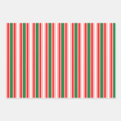 Rot-grüne Streifen und Goldstars Geschenkpapier Set (Vorderseite)