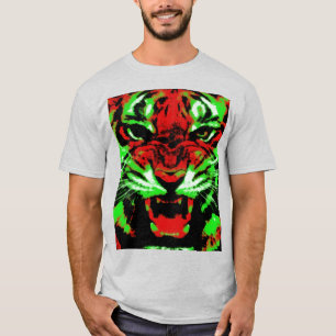 Rot-grüne Tiger-Gesichtsmalerei T-Shirt