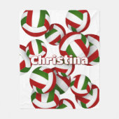 Rot-grüne Volleyballs Mädcheneinrichtung Fleecedecke (Vorderseite)