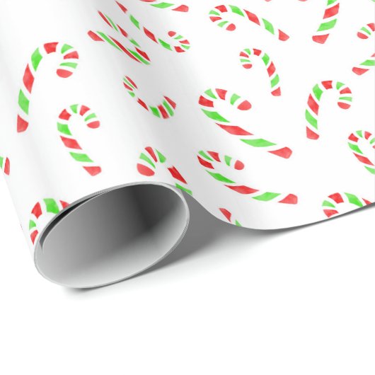 Rot, grüne Wasserfarbe, Candy Cane Muster Geschenkpapier (Rolleneckpunkt)