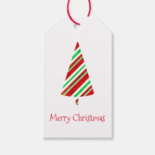 Rot-grüne Wasserfarben Gestreifte Baumgeschenktafe Geschenkanhänger (Vorderseite)