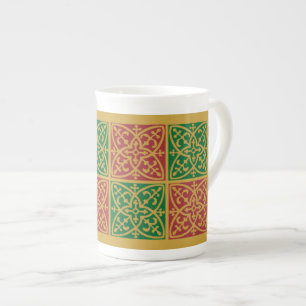 Rot-grüne Weihnachts-Gothic-Bone-China-Tasse Porzellantasse