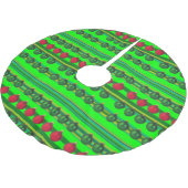 Rot grüne Weihnachtsdekorationen Streifen Muster Polyester Weihnachtsbaumdecke (Schrägansicht)