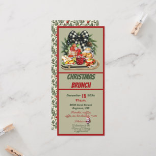 Rot-grüne Weihnachtsdesign-Einladung zum Brunch Einladung