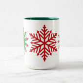 Rot grüne Weihnachtsschneeflocken Party Tasse (Mittel)