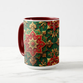 Rot-grüner dekorativer Feiertagsbecher Tasse