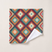 Rot-grüner Orange-Gelb Schwarz-weißer Orientalisch Badhandtuch Set (Waschlappen)