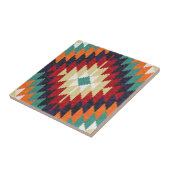 Rot-grüner Orange-Gelb Schwarz-weißer Orientalisch Fliese (Seite)