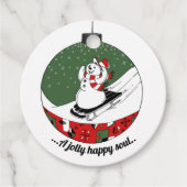 Rot / Grüner Schneemann Geschenkanhänger (Vorderseite)