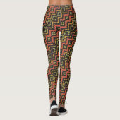 Rot-grüner schwarzägyptischer Korbflechtmuster Leggings (Rückseite)