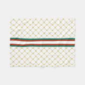 Rot|Grüner Streifen| Gold Crown Muster Royal Fleecedecke (Vorderseite (Horizontal))