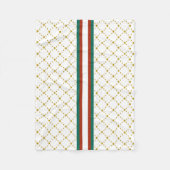 Rot|Grüner Streifen| Gold Crown Muster Royal Fleecedecke (Vorderseite)