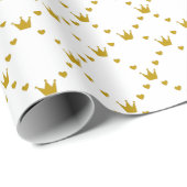 Rot|Grüner Streifen| Gold Crown Muster Royal Geschenkpapier (Rolleneckpunkt)