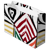 Rot-grüner Tribal-Mud-Tuch-Muster Afrikanisch Große Geschenktüte (Rückseite Schrägansicht)