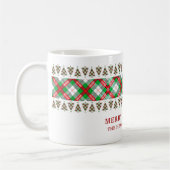 Rot grüner vintage Weihnachtsbaum Karomuster Kaffeetasse (Links)