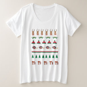 Rot Grüner Weihnachts-Feiertags-Weihnachtsbaum-Ren Große Größe T-Shirt