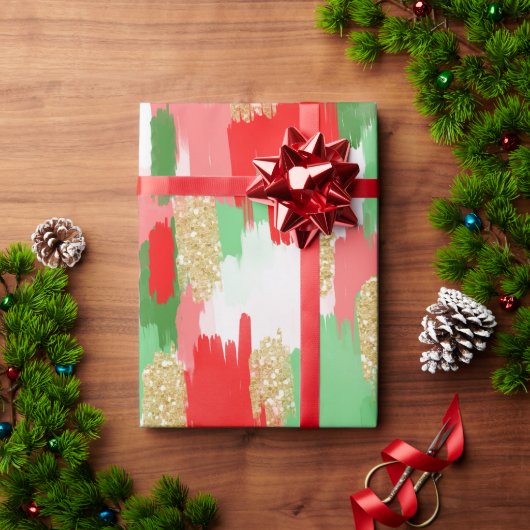 Rot, grüner Weihnachtsstrich Geschenkpapier (Feiertagsgeschenk)