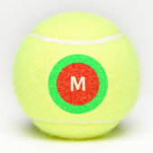 Rot-grüner Weißer Anfangsbuchstaben (M) Monogramm Tennisbälle (Rückseite)