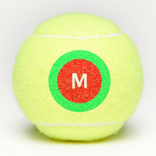 Rot-grüner Weißer Anfangsbuchstaben (M) Monogramm Tennisbälle (Vorderseite)