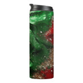 Rot-grüner Wirbel-Weihnachtsglitter Thermosbecher (Nach rechts gedreht)
