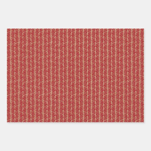 Rot grüner Zickzack Polka Dots auf Imitaten Braun Geschenkpapier Set (Vorderseite 3)