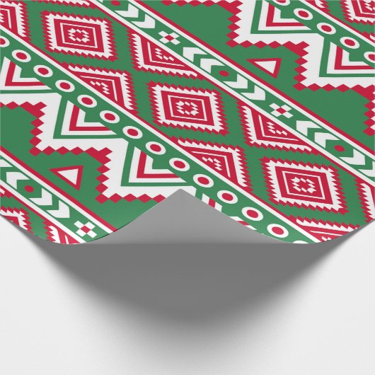 Rot-grünes Aztekappenpapier Geschenkpapier (Ecke)