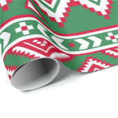 Rot-grünes Aztekappenpapier Geschenkpapier (Rolleneckpunkt)