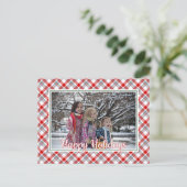 Rot grünes Blau Kariertes Muster Urlaub Postkarte (Stehend Vorderseite)