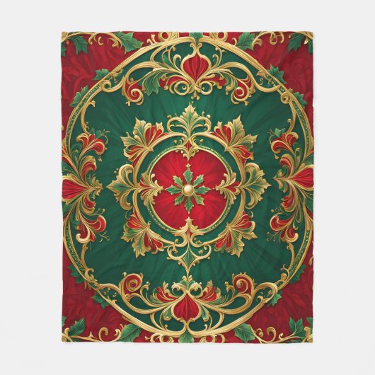Rot grünes Blumendekor Urlaub Fleece Blanket (Vorderseite)
