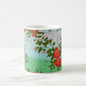 Rot-grünes Blumenmuster Kaffeetasse (Mittel)