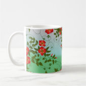 Rot-grünes Blumenmuster Kaffeetasse (Links)