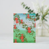 Rot-grünes Blumenmuster Postkarte (Stehend Vorderseite)