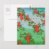 Rot-grünes Blumenmuster Postkarte (Vorne/Hinten)