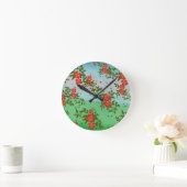 Rot-grünes Blumenmuster Runde Wanduhr (Zuhause)