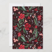 Rot grünes Blumenmuster Winterhochzeit Einladung (Rückseite)