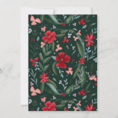 Rot grünes Blumenmuster Winterhochzeit Einladung (Rückseite)