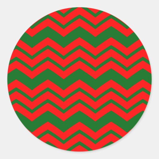 Rot-grünes Chevron-Musterdesign Runder Aufkleber (Vorderseite)