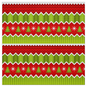 Rot-grünes Chevron-Streifenmuster zu Weihnachten Stoff