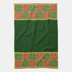 Rot-grünes Fleur-de-Lis-Feiertagsmuster-Handtuch Geschirrtuch