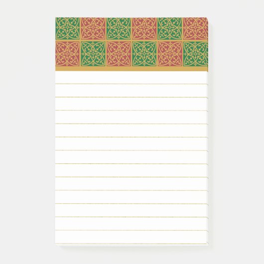 Rot-Grünes Fleur-de-lis-Muster Post-it Klebezettel (Vorderseite)