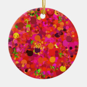 Rot grünes Gold und rosa Punkte Dekorative Ornamen Keramik Ornament