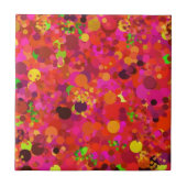 Rot grünes Gold und rosa Punkte farbenfrohe Dekora Fliese (Vorderseite)
