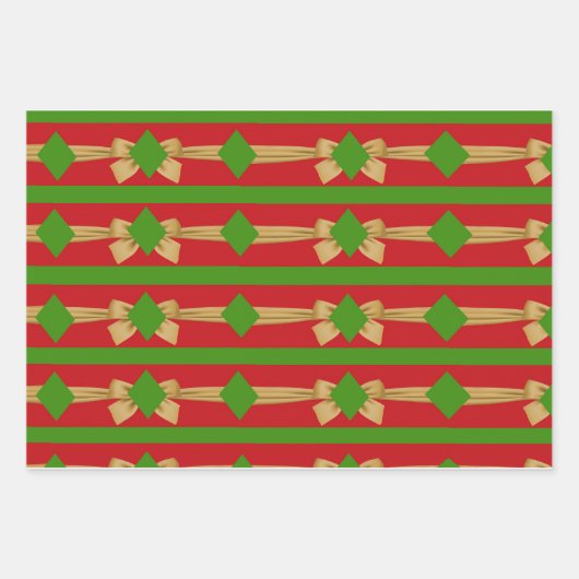 Rot-grünes Gold verfärbt Weihnachten Geschenkpapier Set (Vorderseite 2)