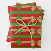 Rot-grünes Gold verfärbt Weihnachten Geschenkpapier Set (Beispiel)