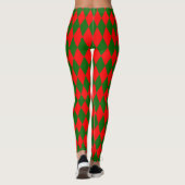 Rot-grünes Harlekin-Karo-Design Leggings (Rückseite)