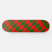 Rot-grünes Harlekin-Karomuster Skateboard (Horizontal)