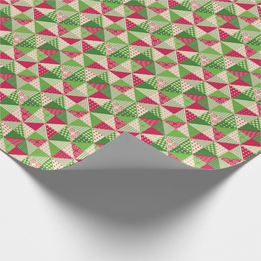 Rot-grünes Muster des WeihnachtsPatchworks Geschenkpapier (Ecke)