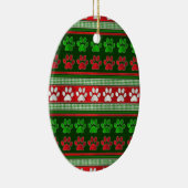 Rot-grünes Pfotenmuster ovales Ornament (Rechts)