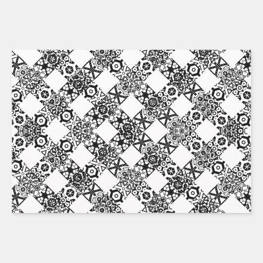 Rot-grünes Schwarz-Weiß-Muster Geschenkpapier Set (Vorderseite 3)