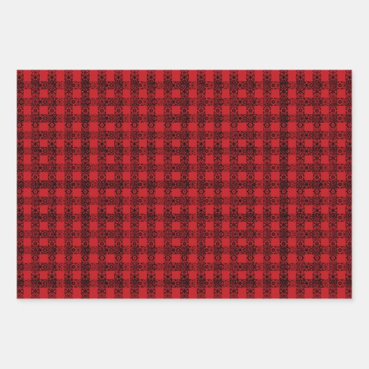 Rot-grünes Schwarz-Weiß-Muster Geschenkpapier Set (Vorderseite)